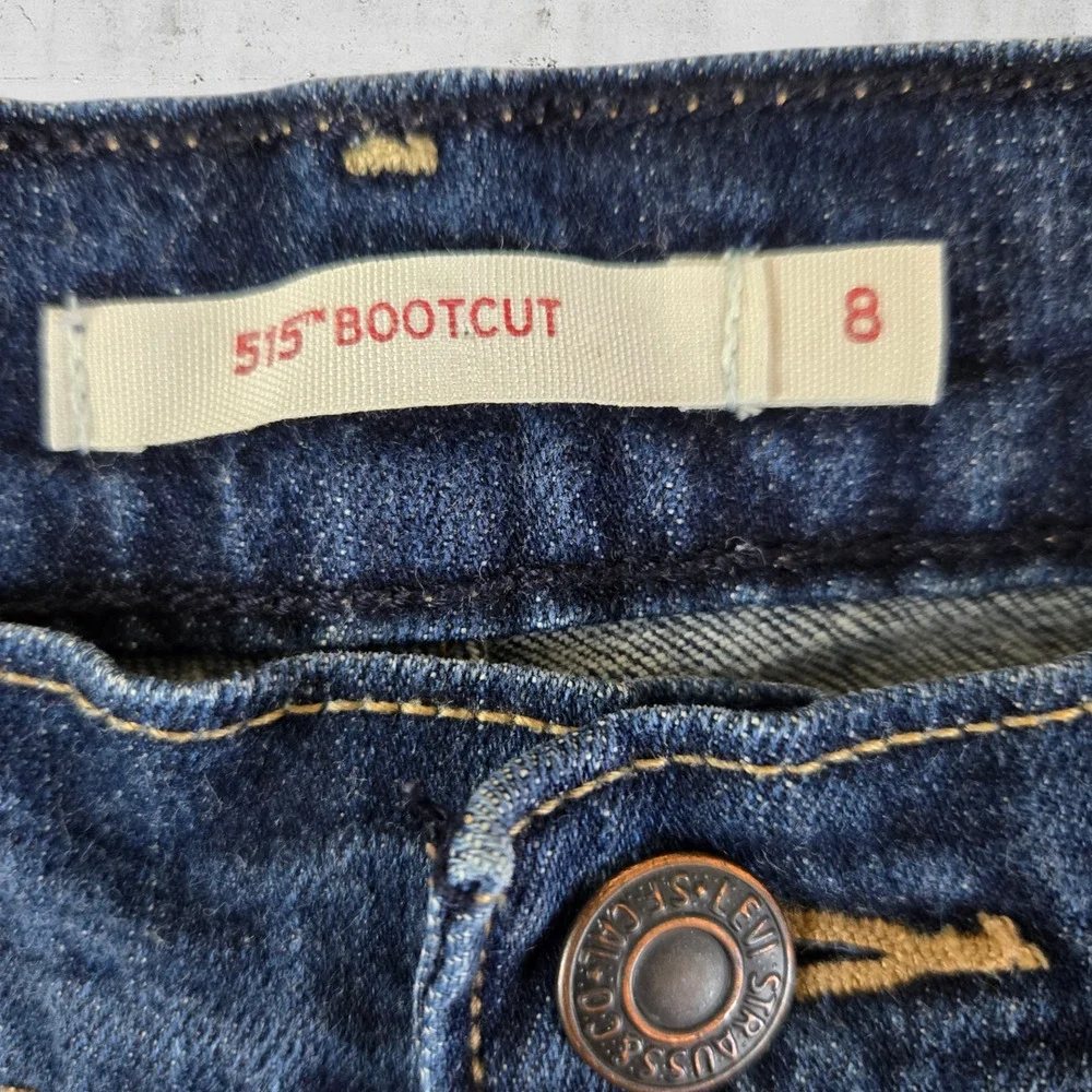 Levi's 515 Dark Wash Mid Rise Classic Western Bootcut Flare Denim Jeans Size 8